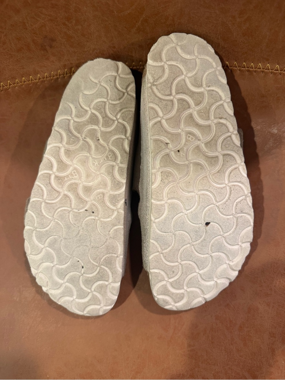 Birkenstock Arizona Sandals in Light Beige with Gold Buckles - Picture 6 of 7